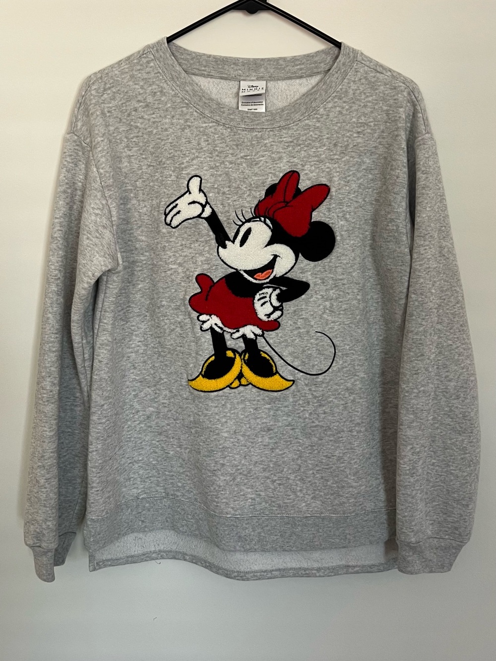 Disney Minnie Mouse Grey Heather Sweatshirt Pullover Women’s Size M Embroidered